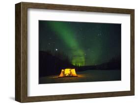 Two Campers Drinking a Bottle of Wine in a Tent under the Northern Lights-Jami Tarris-Framed Premium Photographic Print