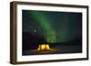 Two Campers Drinking a Bottle of Wine in a Tent under the Northern Lights-Jami Tarris-Framed Photographic Print