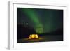 Two Campers Drinking a Bottle of Wine in a Tent under the Northern Lights-Jami Tarris-Framed Photographic Print