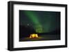 Two Campers Drinking a Bottle of Wine in a Tent under the Northern Lights-Jami Tarris-Framed Photographic Print