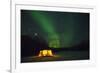 Two Campers Drinking a Bottle of Wine in a Tent under the Northern Lights-Jami Tarris-Framed Photographic Print