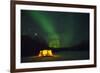 Two Campers Drinking a Bottle of Wine in a Tent under the Northern Lights-Jami Tarris-Framed Photographic Print