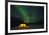 Two Campers Drinking a Bottle of Wine in a Tent under the Northern Lights-Jami Tarris-Framed Photographic Print