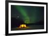 Two Campers Drinking a Bottle of Wine in a Tent under the Northern Lights-Jami Tarris-Framed Photographic Print