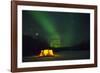 Two Campers Drinking a Bottle of Wine in a Tent under the Northern Lights-Jami Tarris-Framed Photographic Print