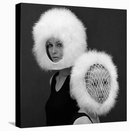 Two Capsule Line Feathered Helmets, 1960s-John French-Stretched Canvas