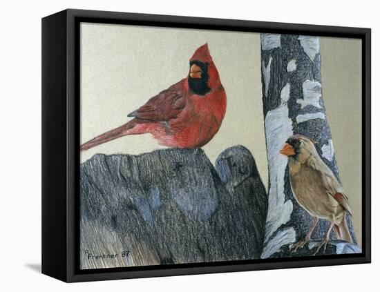 Two Cardinals-Rusty Frentner-Framed Stretched Canvas