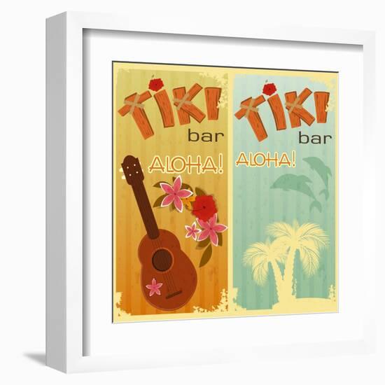 Two Cards For Tiki Bars-elfivetrov-Framed Art Print