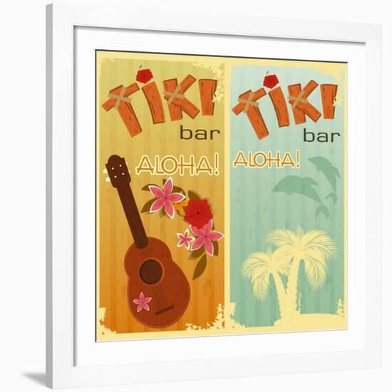 Two Cards For Tiki Bars-elfivetrov-Framed Art Print