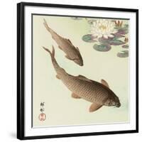 Two Carp and Water Lily Pad-Koson Ohara-Framed Giclee Print