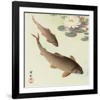 Two Carp and Water Lily Pad-Koson Ohara-Framed Giclee Print