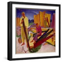 Two Carpenters, 1927-Alexander Bogomasov-Framed Giclee Print