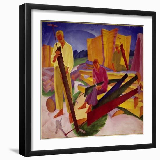 Two Carpenters, 1927-Alexander Bogomasov-Framed Giclee Print