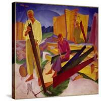 Two Carpenters, 1927-Alexander Bogomasov-Stretched Canvas