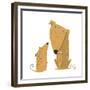 Two Cartoon Brown Dog Parent and Kid. Animal Pet Friend, Drawing Puppy, Breed Doggy, Vector Illustr-Popmarleo-Framed Premium Giclee Print