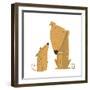 Two Cartoon Brown Dog Parent and Kid. Animal Pet Friend, Drawing Puppy, Breed Doggy, Vector Illustr-Popmarleo-Framed Art Print