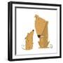 Two Cartoon Brown Dog Parent and Kid. Animal Pet Friend, Drawing Puppy, Breed Doggy, Vector Illustr-Popmarleo-Framed Art Print