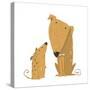 Two Cartoon Brown Dog Parent and Kid. Animal Pet Friend, Drawing Puppy, Breed Doggy, Vector Illustr-Popmarleo-Stretched Canvas