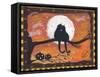 Two Cat in Full Moon halloween Night-sylvia pimental-Framed Stretched Canvas