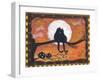 Two Cat in Full Moon halloween Night-sylvia pimental-Framed Art Print