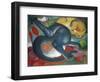 Two Cats, Blue and Yellow, 1912-Franz Marc-Framed Giclee Print