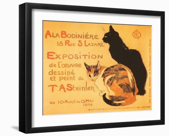 Two Cats, Steinlen Exhibit-null-Framed Art Print