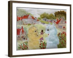 Two Cats with a Doll Kitten-Louis Wain-Framed Giclee Print