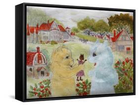 Two Cats with a Doll Kitten-Louis Wain-Framed Stretched Canvas