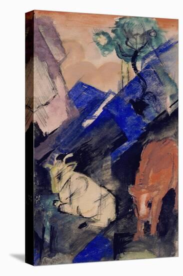Two Cattle in a Hilly Landscape, 1913-Franz Marc-Stretched Canvas