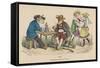 Two Cattle Sit Drinking at an Inn, While Two Goats Dance-null-Framed Stretched Canvas