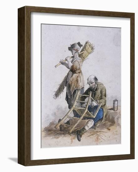 Two Chair Menders, Provincial Characters, 1804-William Henry Pyne-Framed Giclee Print