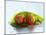 Two Cherry Tomatoes on a Basil Leaf-Roland Krieg-Mounted Photographic Print