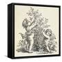 Two Cherubs With a Rose Bush-null-Framed Stretched Canvas