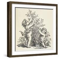 Two Cherubs With a Rose Bush-null-Framed Giclee Print