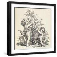 Two Cherubs With a Rose Bush-null-Framed Giclee Print