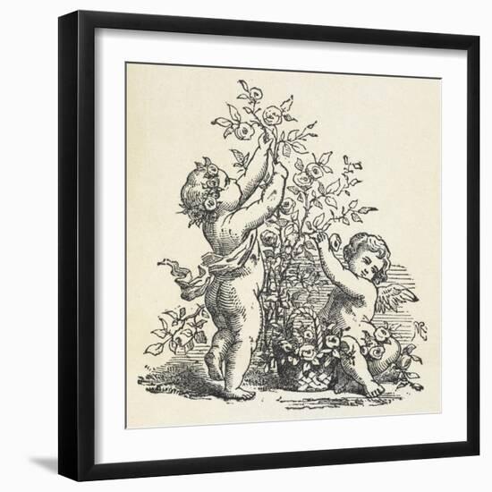 Two Cherubs With a Rose Bush-null-Framed Giclee Print