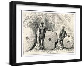 Two Chiefs of Yap Island Western Caroline (Pacific) Islands with Three Huge Perforated Stones-null-Framed Art Print