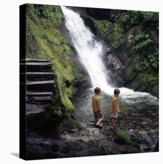 Two Children at a Pool, Dolgoch Falls, Tal-Y-Llyn Valley, Snowdonia National Park, Wales, 1969-Michael Walters-Stretched Canvas