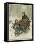 Two Children Bring Home a Barrow-Load of Firewood for the Christmas Fire-E. Blume-Framed Stretched Canvas