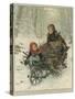 Two Children Bring Home a Barrow-Load of Firewood for the Christmas Fire-E. Blume-Stretched Canvas