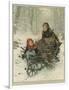 Two Children Bring Home a Barrow-Load of Firewood for the Christmas Fire-E. Blume-Framed Photographic Print