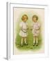 Two Children Compare Their Eggs on the Grass-Ida Waugh-Framed Art Print