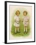 Two Children Compare Their Eggs on the Grass-Ida Waugh-Framed Art Print