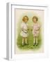 Two Children Compare Their Eggs on the Grass-Ida Waugh-Framed Art Print