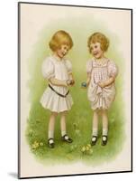 Two Children Compare Their Eggs on the Grass-Ida Waugh-Mounted Art Print