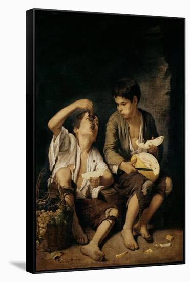 Two Children Eating a Melon and Grapes, 1645-46-Bartolome Esteban Murillo-Framed Stretched Canvas