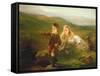 Two Children Fishing in Scotland-Otto Leyde-Framed Stretched Canvas