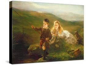 Two Children Fishing in Scotland-Otto Leyde-Stretched Canvas