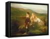 Two Children Fishing in Scotland-Otto Leyde-Framed Stretched Canvas