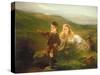 Two Children Fishing in Scotland-Otto Leyde-Stretched Canvas